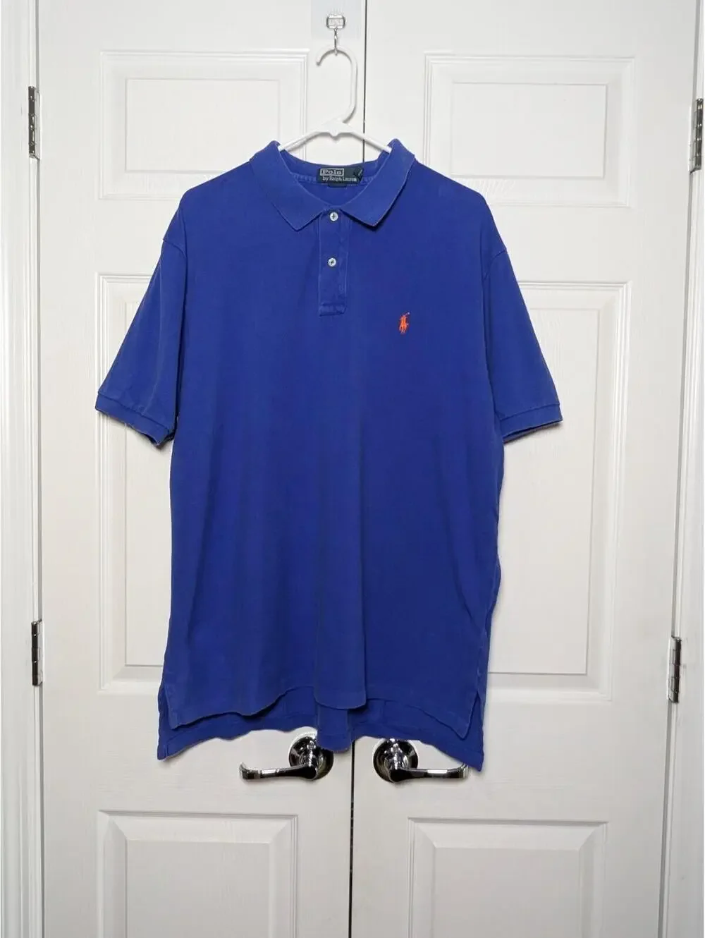 Polo by Ralph Lauren Men’s Polo Shirt, Blue w/ Orange Logo, Big & Tall Size XXL